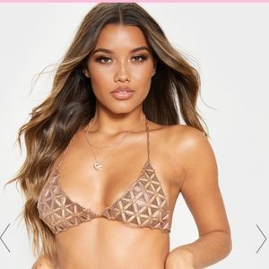 NWT PrettyLittleThing Gold Chain Bra Crop Top